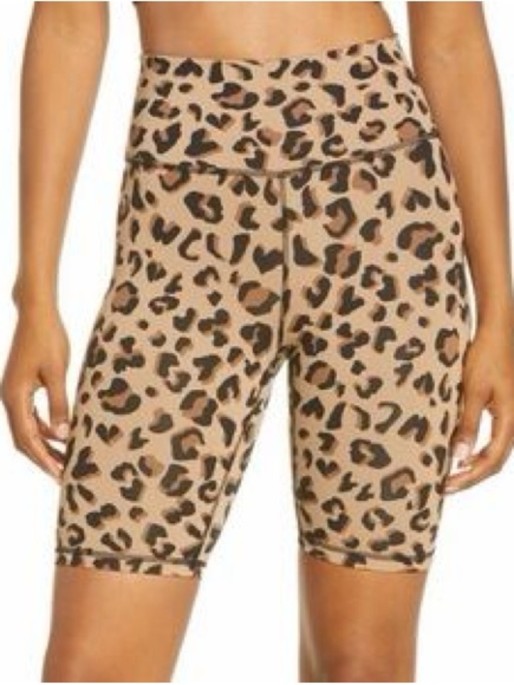 IVL Leopard Print High-Waist Biker Shorts - Beige
